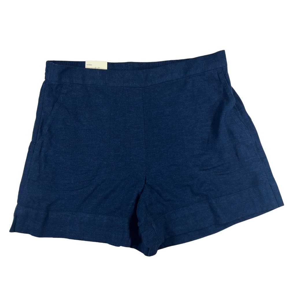NWT Banana Republic High Rise Linen Blend Navy‎ Shorts Women's Large L